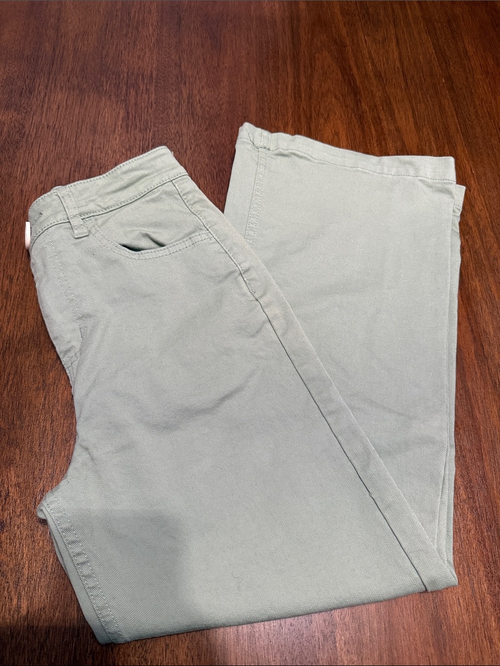 Whimsy & Row Flora High Rise Wide Leg Organic Cotton Cropped Green Jeans Size 27